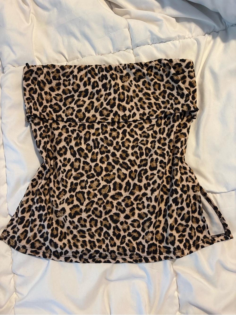 Leopard Print Strapless Tube Top - Brown/Black